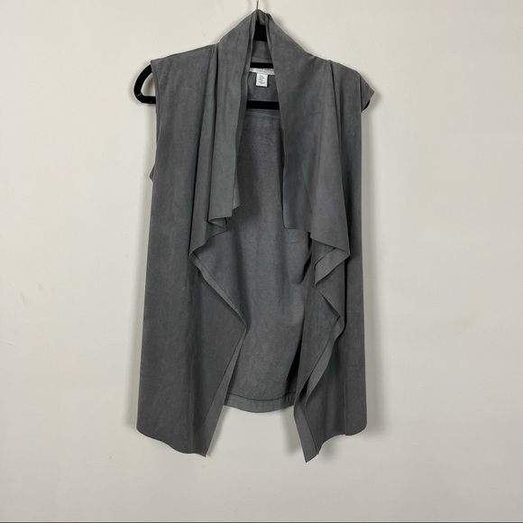 KATHERINE BARCLAY SUEDE CASCADE FRONT GREY VEST SIZE SMALL - Picture 4 of 14